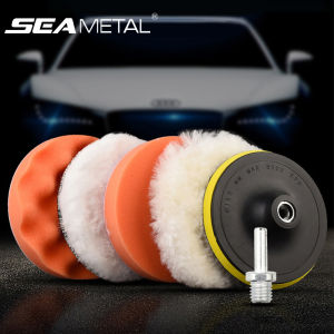 SEAMETAL 6pcs Buffing Sponge Pad Set Car Polishing Disc Auto Buffing Waxing Sponge Car Polisher Drill Adapter Cleaning Tool