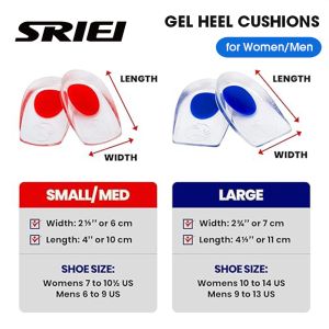 SRIEI 1 Pair Silicone Gel Heel Cups Shoe Inserts Pads Heel Spurs Pain Soft Inserts Pads Heel Insole Pad for Foot Relieve Pain