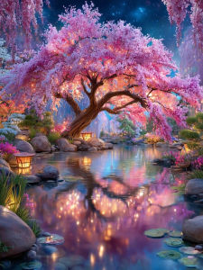 Huacan Full Square Round Drill Diamond Painting River Tree Diamond Mosaic Landscape Art Decorative Paintings