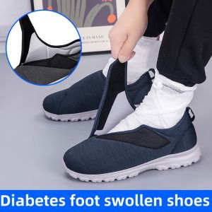 Lesvago Loose Men and women diabetes foot sports shoes gout foot swelling wide Toe foot deformed foot Hallux valgus Non Slip Hook Loop elderly walking shoes