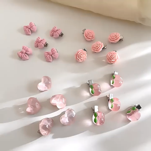 Jepit Rambut Kecil Pink Soft Ala Korea Bentuk Mawar Love Pita Jepitan Fashion Aksesoris HG JPT45
