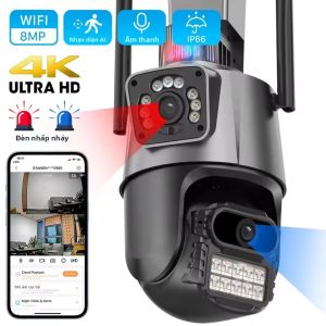 Camera PTZ Hai Ống Kính 4K HD 8MP Không Dây Ngoài Trời Camera An Ninh IP CCTV Với Tính Năng Tự Động Theo Dõi Và Đàm Thoại Hai Chiều