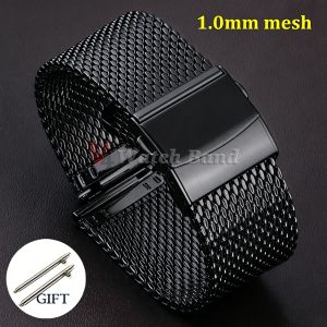 1.0mm 0.6mm Mesh Milanese Watch Band for IWC for Rolex for Omega 20mm 22mm 18mm Stainless Steel Wristband for Seiko Bracelet