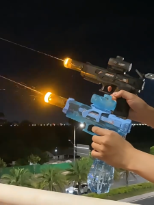 Mainan pistol air listrik untuk dengan peredam kilat semprotan api tekanan tinggi yang terus menerus