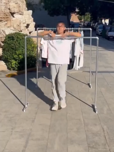 MIROON Drying rack floor-to-ceiling household movable bedroom cool clothes rack balcony hanging clothes rack indoor simple pole