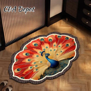 70*100cm tikar getah tebal karpet lantai Peacock Floor Mat Entrance Door mat Fortune Peacock carpet for bedroom Bedroom Decorations tikar getah tebal Anti slip Floor Mat Home Decor Carpet cny Decorations 2025 cny floor mat 2025 新年地毯入户门地垫