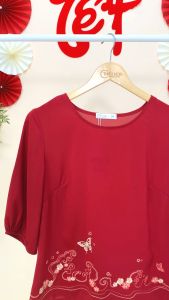 Áo kiểu trung niên thiết kế thanh thoát chất liệu tơ gân mềm rũ AN4Y0905 Thương hiệu Thiều Hoa