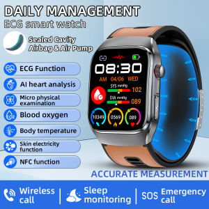 LIGE | LIGE New Accurate Blood Pressure Smart Watch Uric Acid ECG Blood Oxygen Body Analysis Body Fat 2.06" AMOLED Screen Smartwatches