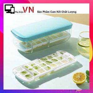 Khay Làm Đá Viên 2 tầng 48 Viên Chất Liệu Silicon Chống Dính Có Hộp Đựng Lấy Sạch Đá Chỉ Sau 1 Lần Nhấn - Khay Đá Thông Minh - Khuôn Làm Thạch - Khuôn Rau Câu Kháng Khuẩn Chống Mùi Tủ Lạnh Khuôn Làm Đá