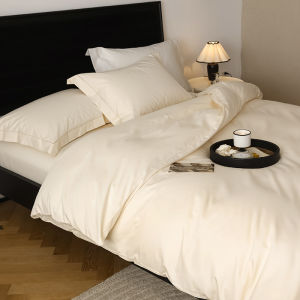 LISA Hotel Style Long Velvet Cotton Four-Piece Bedding Set Pure Cotton Naked Sleep Gentle Milk Apricot Washed Bed Linens