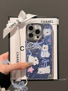  16Pro Max Phone Case 2025 New 17Pro Korean Style Night Sky Butterfly Knot Western Highland 14Plus Niche High End 13 Lanyard 15P Women PM Full Cover Lens 12