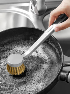 KOKONBO | Cast Iron Pot Specific Copper Wire Hard Bristle Brush Long Handle Pot Cleaning Brush