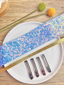 Handmade DIY Childrens Hair Accessories Butterfly Knot Top Clip Shiny Sequins Weaving Tape Material Hairpin Fashion Accessories
