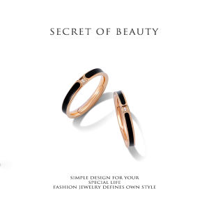 Nicedays🍒Cincin perak Gaya Punk titanium hitam Aksen Berlian Pria Wanita