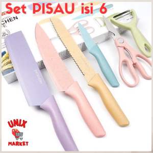 Pisau Dapur Keramik Set 6in1 Pisau Anti Lengket Warna Pastel Anti Slip / Kitchen Knife Macaron Gunting Peeler Pisau Daging pisau Buah warna Warni Hadiah Pindah Rumah Tukar Kado Hampers lebaran