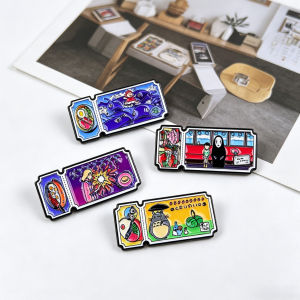 4pcs/Set Classic Anime Movie Ticket Enamel Pin Cute Cat Brooches For Lapel Pins Badge on Backpack Accessories Jewelry Fans Gift