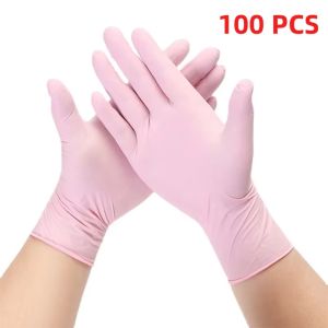 3.5Mil Pink Disposable Nitrile Gloves Powder Free Tattoo Gloves for Beauty Salon Hair Dye Esthetician Pet Care Cleaning Gloves