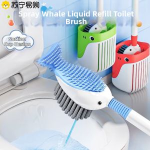 Home Use Toilet Brush with Suction Cup No Dead Angle Wall Mounted Cleaning Special Scale Removal Bathroom Brush Flat Shape