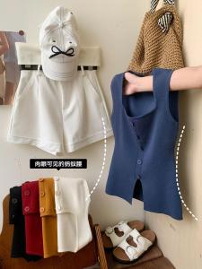 Dopamine Sweet Spicy Girl Slit Strap Vest Women Summer New Waist Cinched Slimming Outerwear Sleeveless Trendy Top