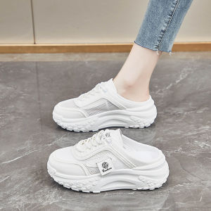 Womens Slip-On Sports Shoes Half Slippers Thick Bottom Anti-Slip Breathable Mesh Summer Outdoor Fashionable Slip-On Slippers
