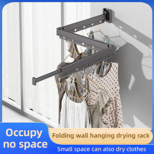 KOLIKOLI Wall-Mounted Sampayan ng Damit 360°Telescopic Rotation Adjustable Stainless Steel Drying Rack Heavy Duty Clothes Rack for Folding