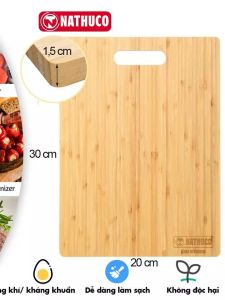 Thớt gỗ tre kháng khuẩn chống mốc an toàn thái đồ chín thực phẩm nathuco chính hãng