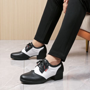 New mens leather shoes ballroom Latin dance shoes adult square modern soft soled outdoor sports shoes