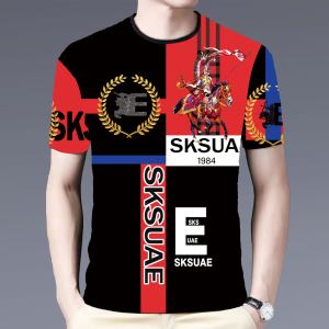 Châu Âu 2024 Chất Lượng Mùa Hè Áo Thun Nam Tay Ngắn Thời Trang Băng Lụa Cảm Giác Mát Mẻ Cổ Tròn Thanh Niên Phổ Biến Giải Trí Áo Thun