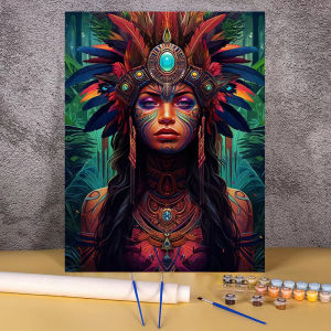Adults Diy Acrylic Paint By Numbers Indian Girl Picture For Drawing On Canvas Hand Painted Wall Art Painting For Living Room