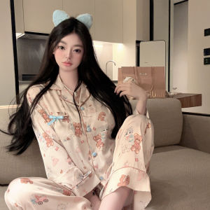 Laolao Sauce "Kitty Doll House" Original Line Young Adult Homewear Pajamas Sets Autumn Winter Japanese Satin New