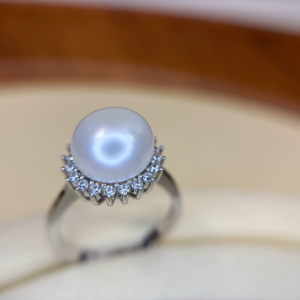 Carmel Jewelry Fresh Water Pearl Ring Shine Round Classic Style Free Adjustment Size Highlight Accompanying Color Gift
