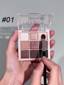 9-Color Eyeshadow Palette with Fine Glitter Shimmer Matte Milk Tea Shades Mini Daily Use Student-Friendly Makeup