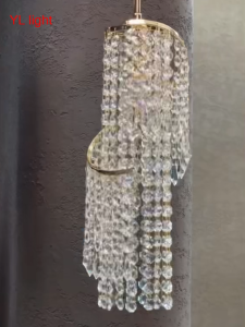 Kamar tidur minimalis modern lampu gantung kecil lampu kristal kreatif lampu kristal 3 warna lampu ruang tamu ruang makan lampu hias