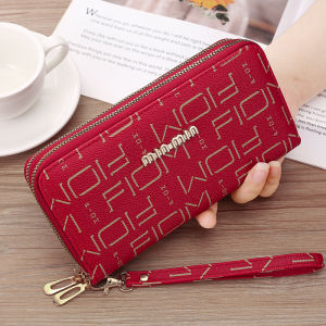 Long Womens Wallet Large Capacity Mobile Phone Bag Double Layer Clutch Purse Korean Style Handheld Bag Dual Zipper Design