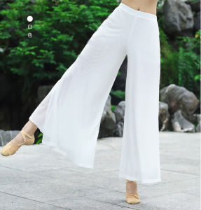 Chinese Style Classical Dancing Dress Costume Female Elegant Exercise Clothing Art Exam Modern Ethnic Clothing Mesh Wide-Leg Pants