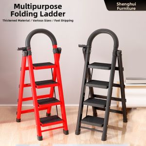 BONINGYU | Durable Safe Household Aesthetic Red Ladder