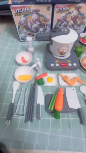 Bộ Đồ Chơi Nhà Bếp Bộ Nấu Ăn Gấu Cho Bé 38 Chi Tiết có Kèm rau củ thức ăn Bếp Dùng Pin Cho Bé