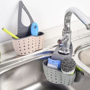 Shlf Hanging Drain Basket Bag Kitchen Sink Holder Adjustable Soap Sponge Home Storage Drain Basket Kitchen Accessories