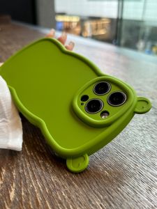 Anti-Fall Apple 15 14 Phone Case New Model pro Max Wave Edge P Ear Bear Matte Solid Color Simple Ins Style Non-Slip Womens Purple Green