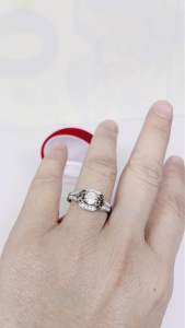 แหวนเงินเพชรสวิสเงินแท้ชุปทองขาว