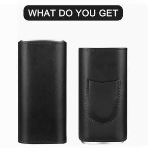 LMETJMA 3-Finger Leather Cigar Case with Cigar Cutter Portable Travel Cigar Holder Case Cedar Wood Lined Cigar Carrying Case