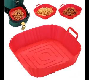 Reusable Silicone Air Fryer Liner Square 22cm Non-Stick Air Fryer Basket With Handles Silicone Oven Baking Tray Accessories