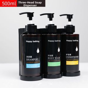 Wall-Mounted No-Drilling Press Soap Dispenser for Shampoo and Shower Gel