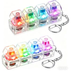 Keyboard Fidget Toy with LED Light Keyboard Fidget Keychain 9-in-1 Keyboard Decompression Button Stress Relief Fidget Gifts