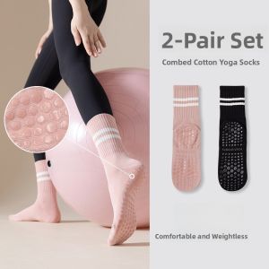 miiow | Professional Anti-Slip Yoga Socks Womens Mid-Calf Fitness Dance Pilates Sport Socks Floor Socks Cat Person MiiOW 2025 Autumn Cotton Polyester Spandex Blend