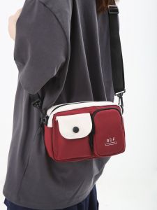 Casual Canvas Crossbody Bag for Couples Mobile Phone Bag Single Shoulder Sling Bag Simple Trendy Korean Style Small Square Bag