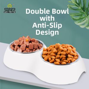 Super SD Pets | Anti-spill Dual Pet Bowl for Cats and Small Dogs