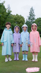 Premium Kids Raincoat For 5-15Yrs Boys Girls Childrens EVA Rainproof Poncho Kapote Rainwear KidsGift