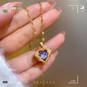 OYJR Rantai Leher Perempuan 18K Gold Lucky Clover Heart Necklace for Women Korean Titanium Pendant Chain Jewelry 项链