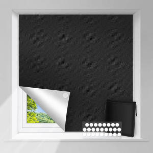 DIY Removable 100% Light Blocking Darkest Window Cloth Total Blackout Glass Privacy Darkening Window Tint Black Window Sticker